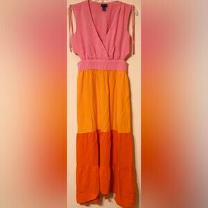 Scoop girls pink orange dress with side cutouts size large 12-14